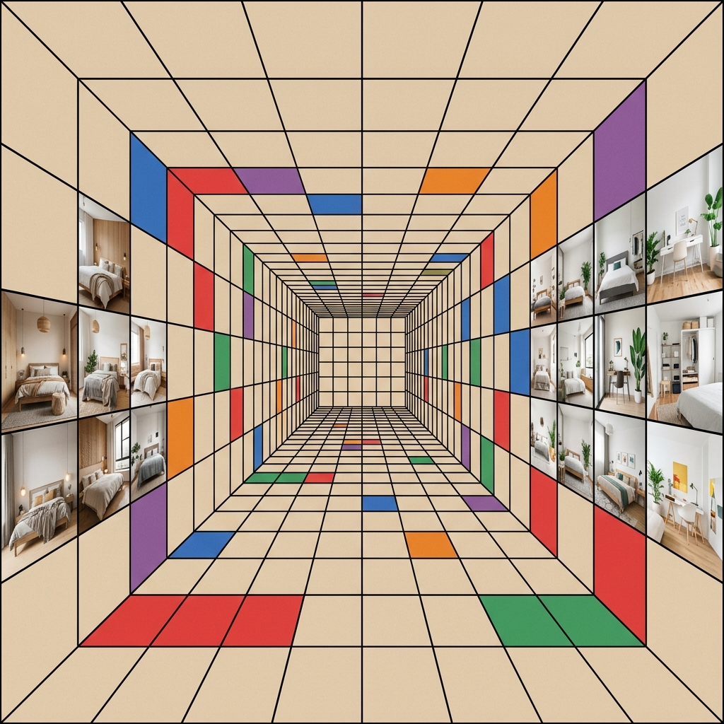 3D Perspective Tunnel Brutalist Illustration